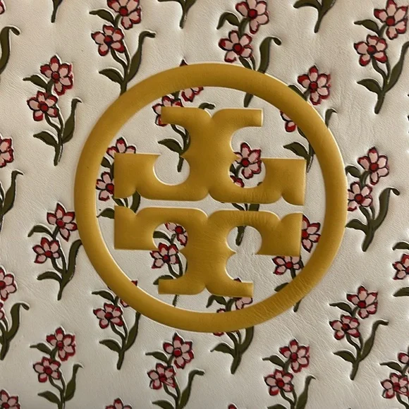 Tory Burch off White and Brown Crossbody Bag with Gold Logo - Picture 6 of 10